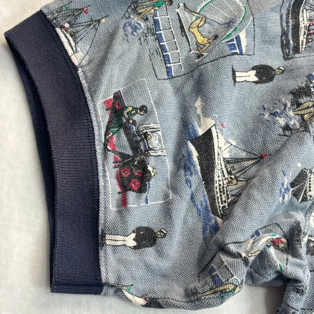 VTG 80s Ralph Lauren‎ Polo Shirt Blue Cruise Ship Nautical Sailing Yacht XXL